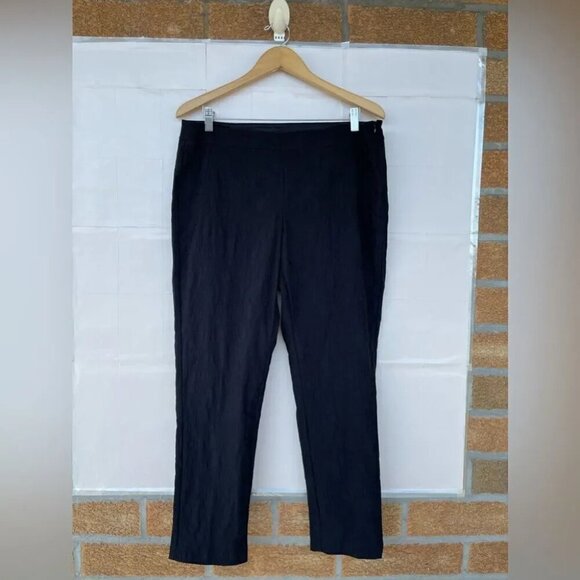 Eileen Fisher Stencil Stretch Jacquard Slim Ankle Trouser Pants Black medium - Picture 3 of 13